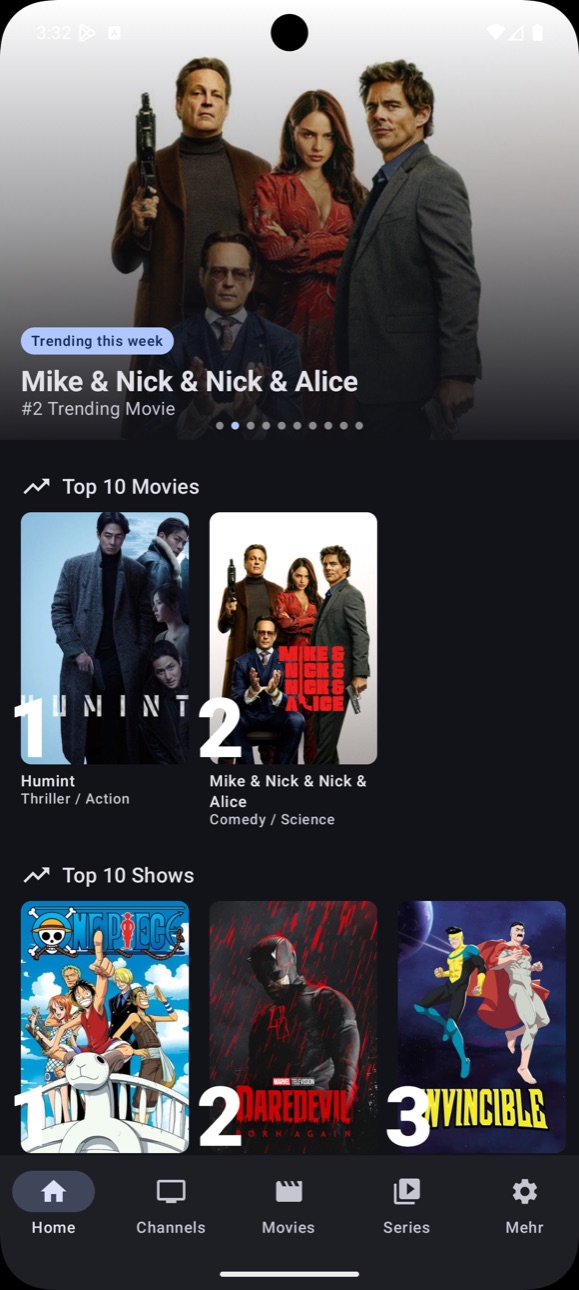 PlayMux on Android — Home Screen