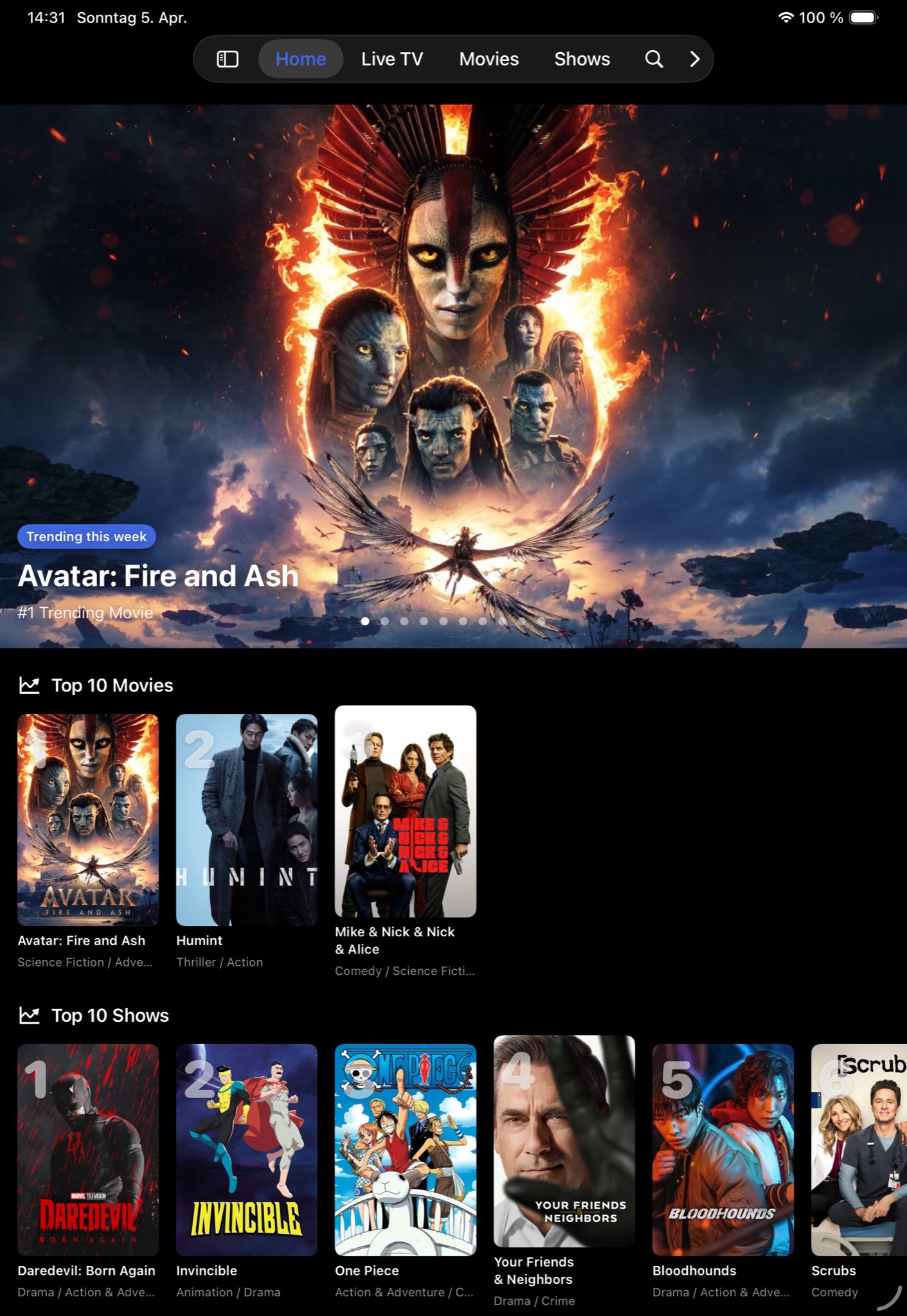 PlayMux on iPad — Home Screen